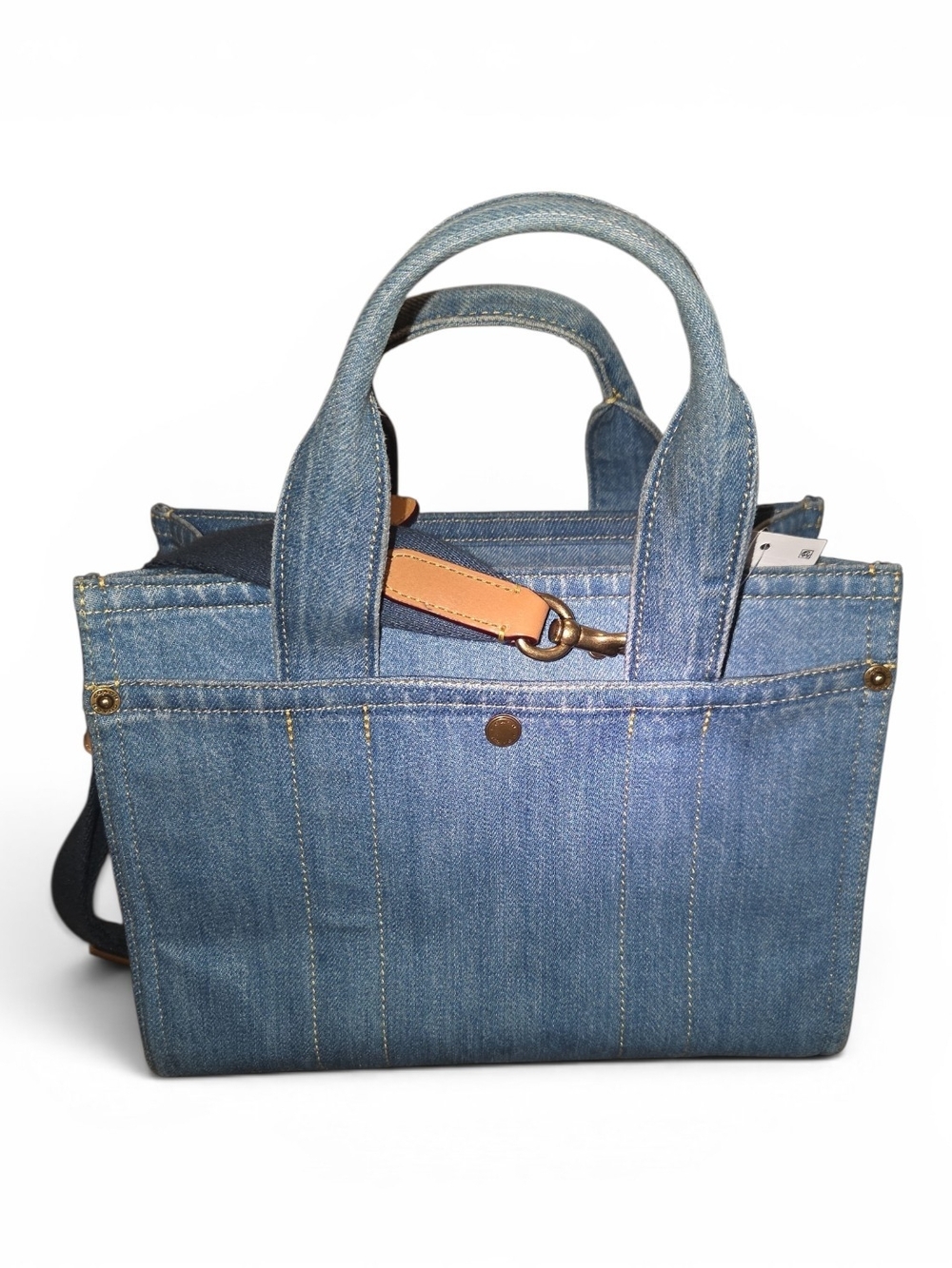 Coach Denim Mini Crossbody Tote in Blue with Tag. Inside Has Some Ink Stains. - Picture 2 of 3